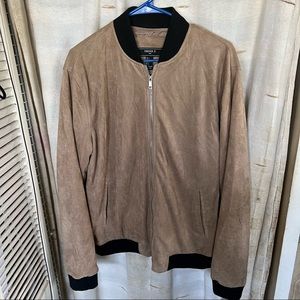Forever 21 Men Faux Suede Bomber Jacket Camel